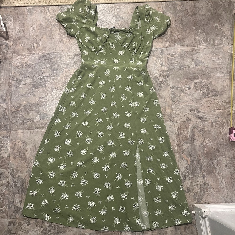 Hesperus Woman's Small Floral Ditsy Midi Dress Puff Sleeves Cottagecore Boho MED - Picture 2 of 9